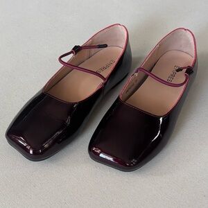 Empress Australia Square Toe Mary Jane Flats - Patent Wine